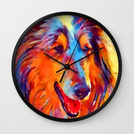 Collie Watercolor Wall Clock