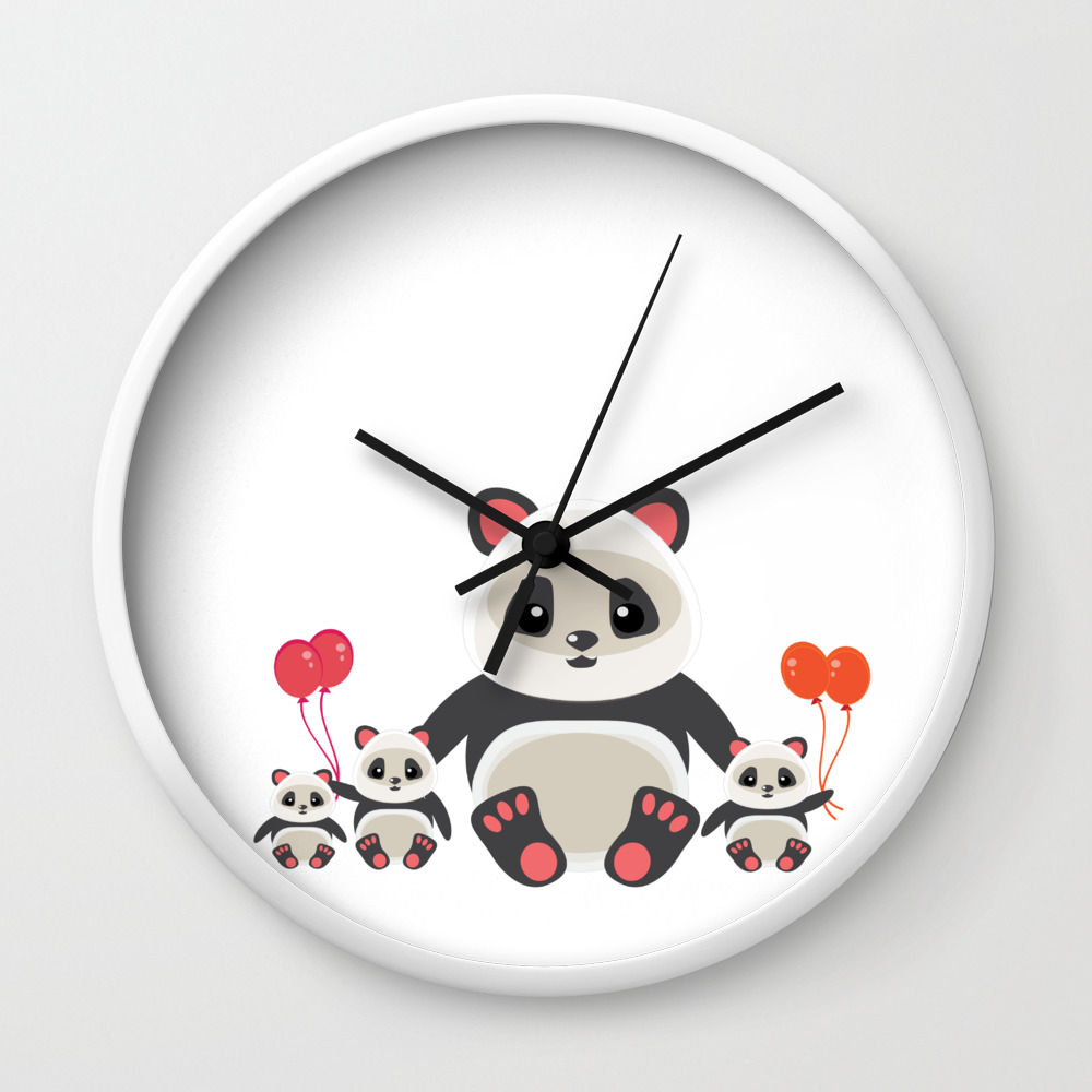 Cute Panda Bear With Kids Cartoon Wall Clock By Pixxart Society6 Check out our wall clock cartoon selection for the very best in unique or custom, handmade pieces from our clocks shops. cute panda bear with kids cartoon wall clock by pixxart