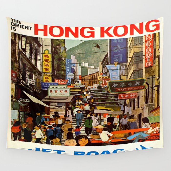 Vintage poster - Hong Kong Wall Tapestry by Vintage Images  Society6