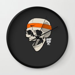 Just Did It Wall Clock | Art, Orange, Digital, Sports, Humour, Skull, Funny, Minimalist, Graphicdesign, Skeleton 