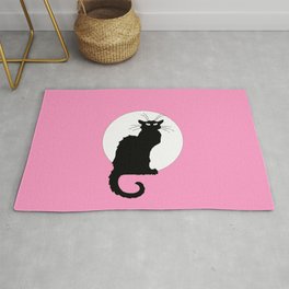 Alexandre Steinlen - Le chat noir - The black cat - 4 - pink Rug