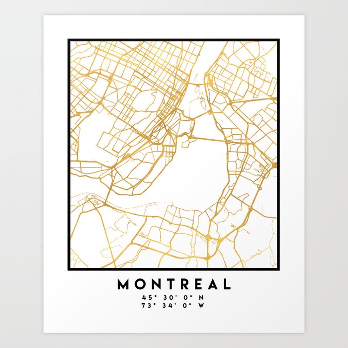 Montreal Canada City Street Map Art Art Print By Deificusart Society6