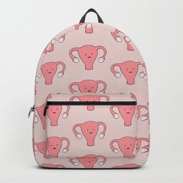Patterned Happy Uterus in Pink Backpack | Vaginaart, Giftsforher, Graphicdesign, Periodblood, Ovary, Obgyn, Uterusillustration, Woman, Puberty, Tampon 