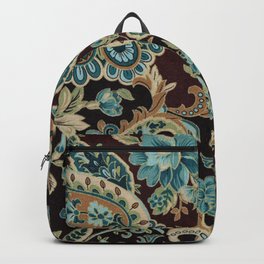 Brown Turquoise Paisley Floral Backpack