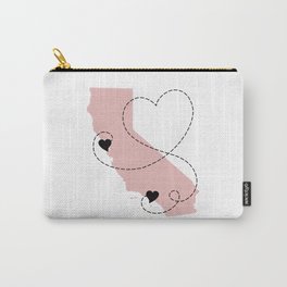 San Francisco to Los Angeles California Long Distance State Map in Pink Carry-All Pouch