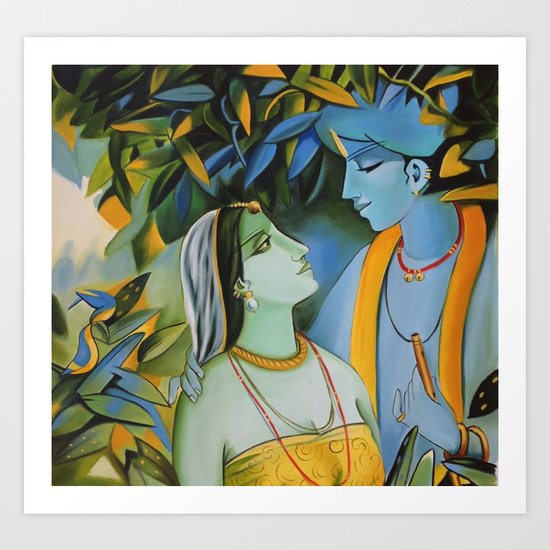 krishna radha painting Art Print by navi107 | Society6