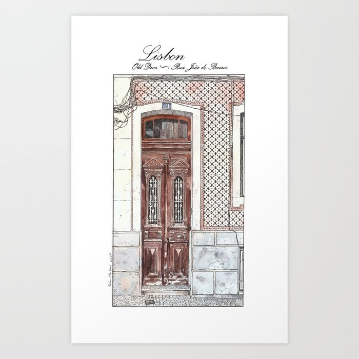 Old Door 2 Urban Landscape Lisbon Portugal Watercolor Art Print By Tfantasy Society6