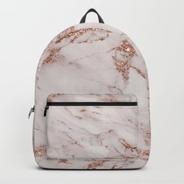 Trendy elegant rose gold glitter gray marble Backpack
