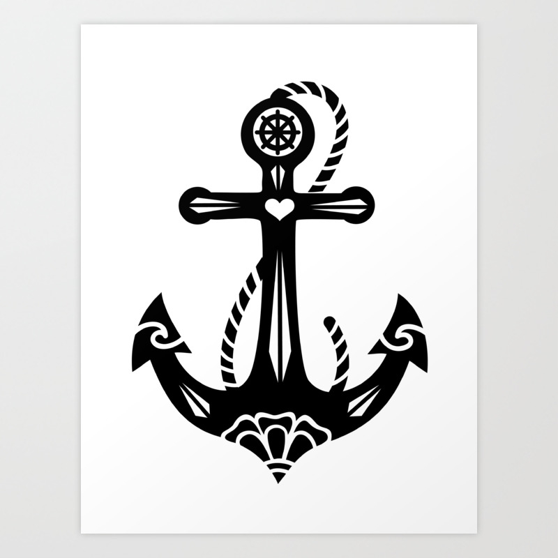 Anchor Sacred Rose Symbol Hope Faith Love Art Print By Anne Mathiasz Society6