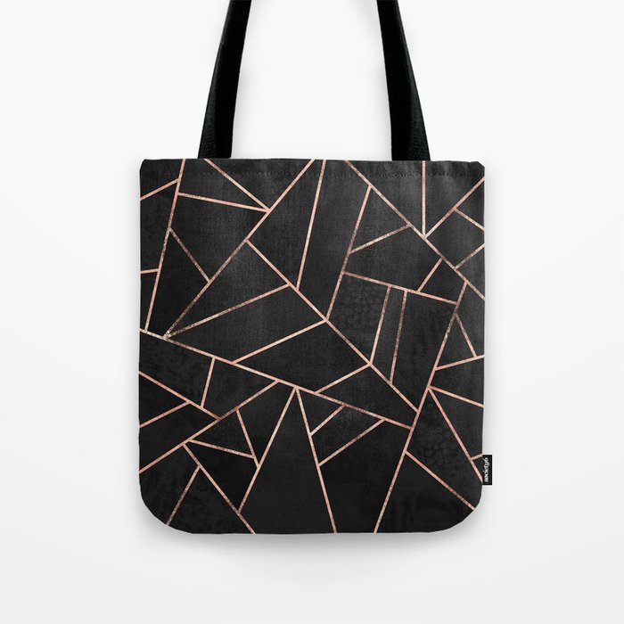 black and rose gold tote bag