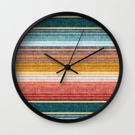 serape southwest stripe - orange & teal Wall Clock