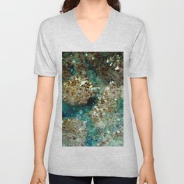 SPARKLING GOLD AND TURQUOISE CRYSTAL V Neck T Shirt