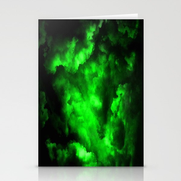 Envy Abstract In Black And Neon Green Stationery Cards By