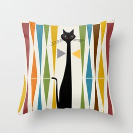 Mid-Century Modern Art Cat 2 Throw Pillow