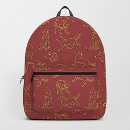 Golden Retriever Pattern (Terracotta Red Background) Backpack