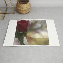 Wine and Single Red Rose Rug