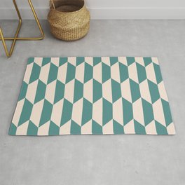 Classic Trapezoid Pattern 240 Teal and Beige Rug