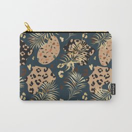 Gold Tropical Leopard Pattern Carry-All Pouch
