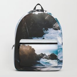 ocean falaise Backpack | Nature, Curated, Rock, Architecture, Pillow, Ocean, Natural, Color, Sea, Photo 