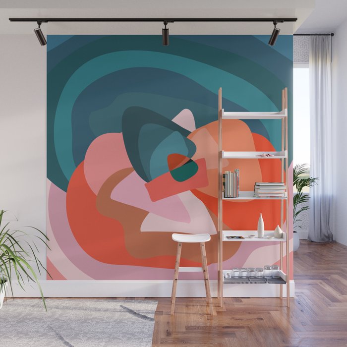 Mid Century Abstract 001 Wall Mural by Home Deco Rainbow Society6