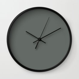 Dark Muted Green Grey Gray Solid Color Pairs Jolie Paint 2020 COTY Legacy All One Shade Hue Colour Wall Clock | Neutral, Minimal, Minimalism, Green, Solid Colors, Fossil, Iron, Darkgray, Graysolid, Solidcolor 