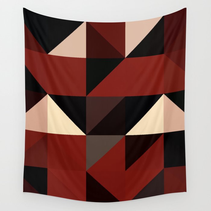 Red Black Block Pattern Abstract Wandbehang