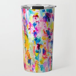 Bright Colorful Abstract Painting in Neons and Pastels Travel Mug