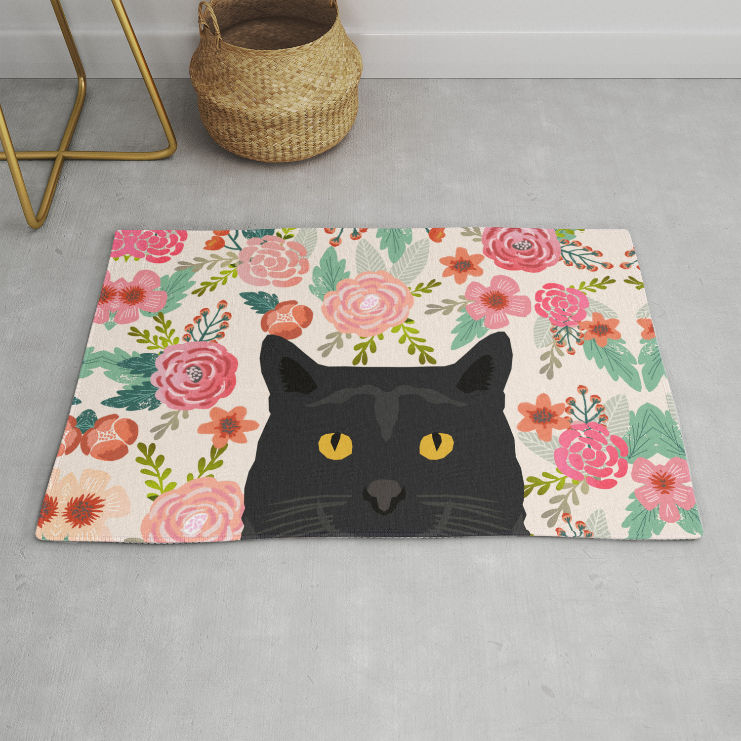 Black Cat Florals Spring Summer Animal Portrait Pet Friendly Cat Lady Gifts For Her Or Him Cute Cats Rug By Petfriendly Society6 Great black cat gifts, merchandise & products for black cat lovers. society6