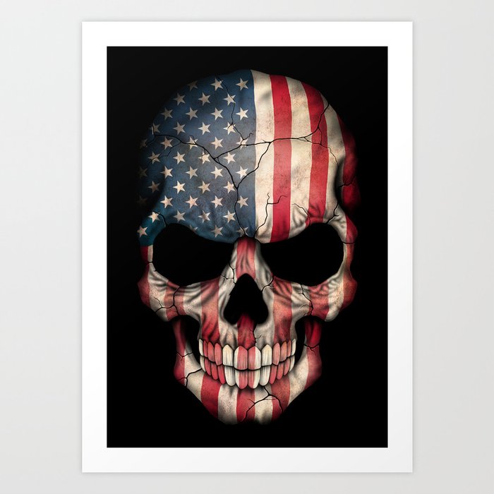 American Flag Skull on Black Art Print by jeffbartels | Society6