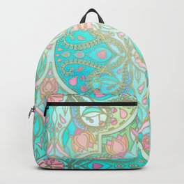 Floral Moroccan in Spring Pastels - Aqua, Pink, Mint & Peach Backpack