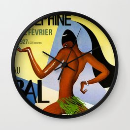 1920's Paris France Josephine Baker Jazz Revue Bal Negre Poster Wall Clock