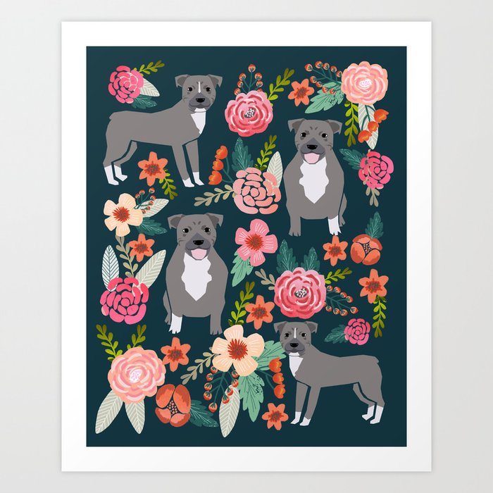 Pit Bull Terrier florals must have dog