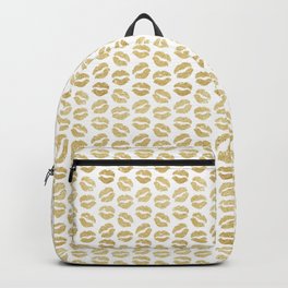 Gold Glitter Lips Backpack