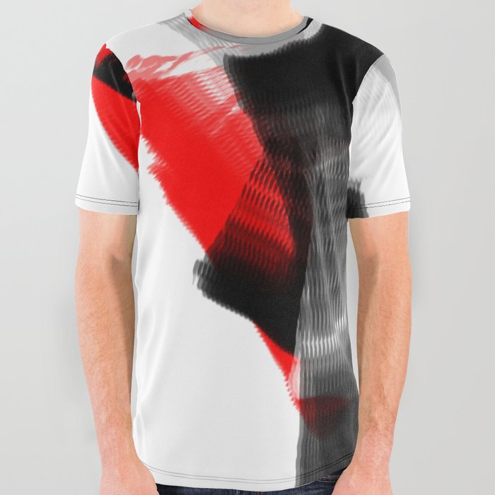 white and red graphic tee