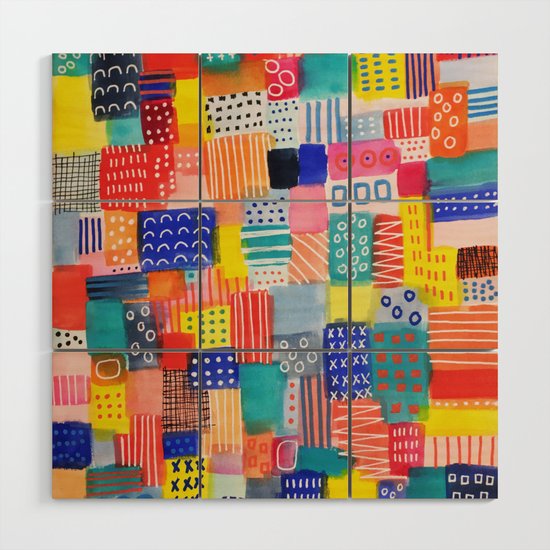 Venice Beach Rainbow Abstract Cityscape Wood Wall Art By