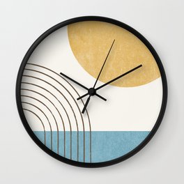 Sunny ocean Wall Clock | Abstractlandscape, Arch, Sunny, Midcenturymodern, Retro, Sea, Sunrise, Graphicdesign, Sun, Abstract 