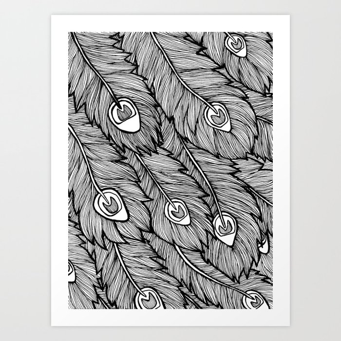 black white peacock feathers art print by ithelda society6 black white peacock feathers art print by ithelda