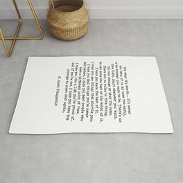 Life quote, For what it’s worth, F. Scott Fitzgerald Quote Rug