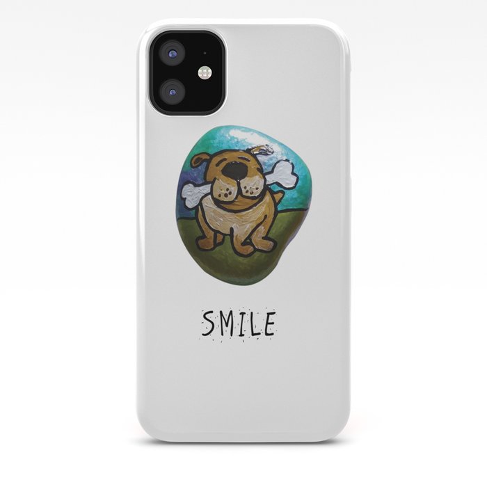 Smile Rock Cute Puppy With Bone Rock Painting By