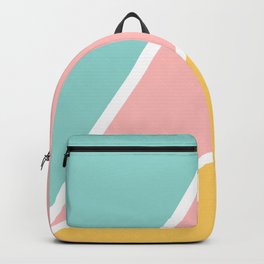 Tropical summer pastel pink turquoise yellow color block geometric pattern Backpack