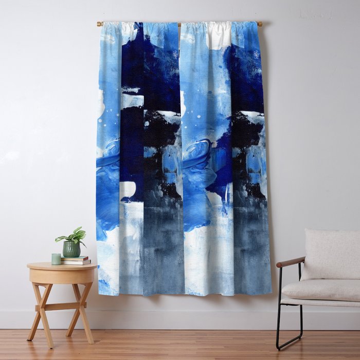 Ejaaz Haniff Abstract Acrylic Palette Knife Painting Dark Blue Grey:  'Winter Storm' Blackout Curtain by enshape | Society6