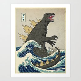 The Great Godzilla off Kanagawa Art Print | Vintage, Movies & TV, Sci-Fi, Illustration 