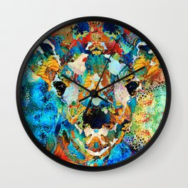 Bright Colorful Giraffe Art by Sharon Cummings Wall Clock