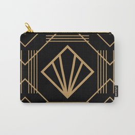 Retro vintage glam 1920s fashion black and gold geometric pattern art deco  Carry-All Pouch