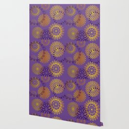 Featured image of post Purple And Gold Flower Wallpaper : 3 please use a ruler and knife to cut down the wallpaper in the middle of overlapping part.