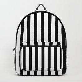 Black & White Small Vertical Stripes - Mix & Match with Simplicity of Life Backpack | Striped, Stripe, Mid Century Modern, Simply, Digital, Pattern, Black, Graphic Design, Lineart, Geometry 