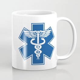 EMT EMS Health Care Caduceus Blue Star of Life Medical Symbol Coffee Mug
