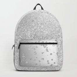 Modern silver glitter ombre metallic sparkles confetti Backpack
