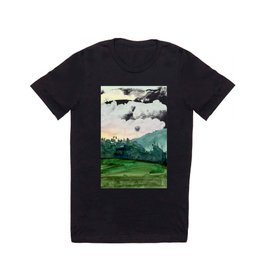 Roanoke T Shirt | Landscape, Trees, Fields, Watercolor, Sunrise, Sunset, Painting, Pink, Yellow, Raemaureen 