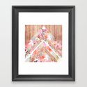 Vintage floral watercolor rustic brown wood geometric triangles Gerahmter Kunstdruck